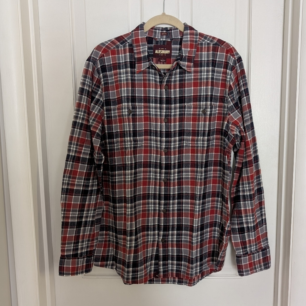 Alesbury Men's Plaid Flannel Shirt LARGE Soft‎ Casual Work Wear Winter